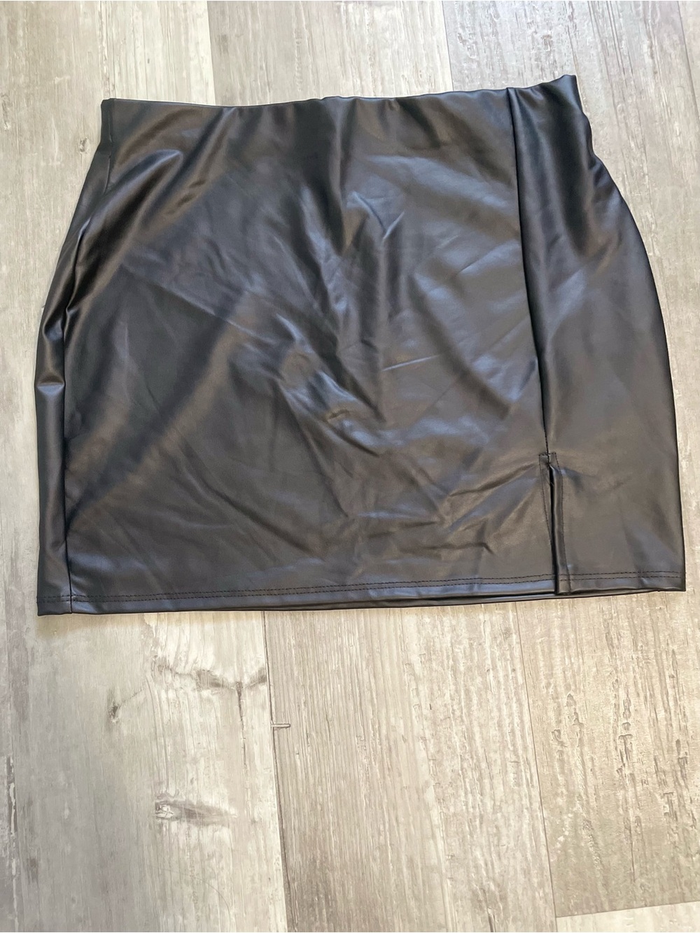 Windsor Black Faux Leather Mini Skirt with Side Slit